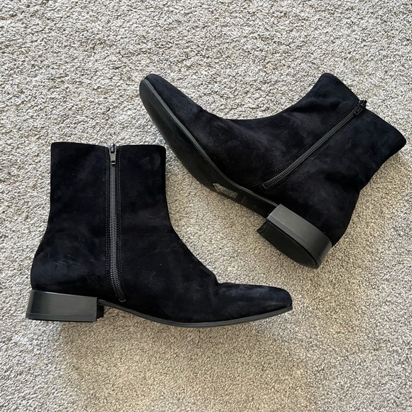 Vagabond Mona Women’s Size 39 Minimal Zip Heel Black Suede Leather Boots Booties - Picture 3 of 7